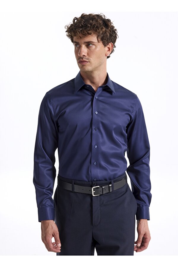 Lacivert Erkek Slim Fit Non Iron Gömlek F5WM-GML 2581