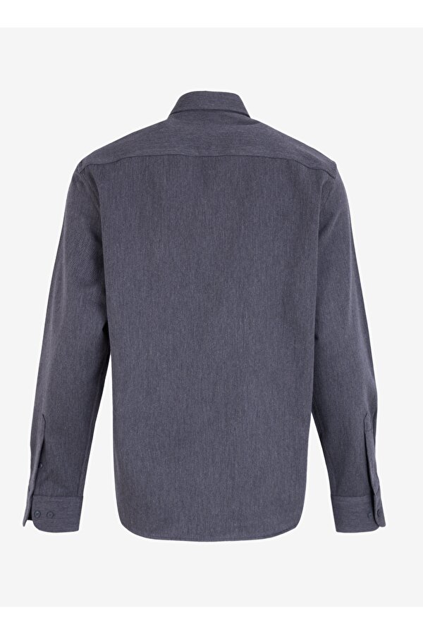 Basic Düğmeli Yaka Düz Antrasit Erkek Gömlek F4WM-GML 2607