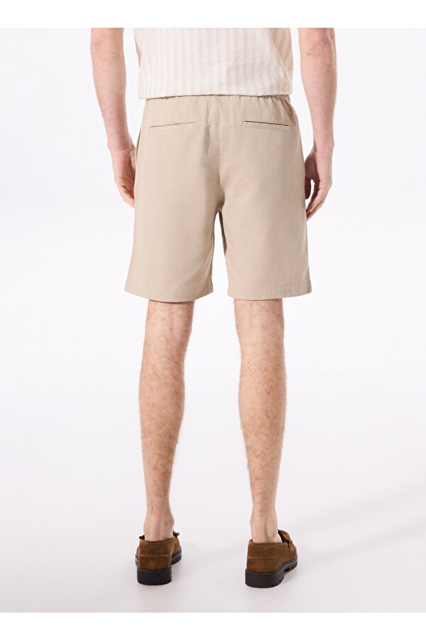 Lastikli Bel Basic Açık Haki Erkek Bermuda Şort F4SM-SHT 0930