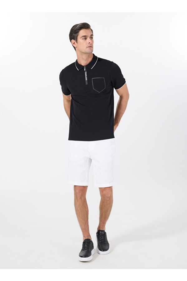 Normal Bel Basic Beyaz Erkek Bermuda Şort F5SM-SHT 2021