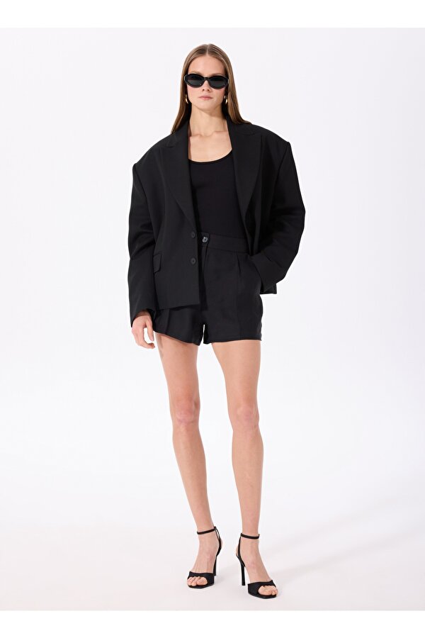 Standart Bel Relaxed Siyah Kadın Şort F5SL-SHT0316