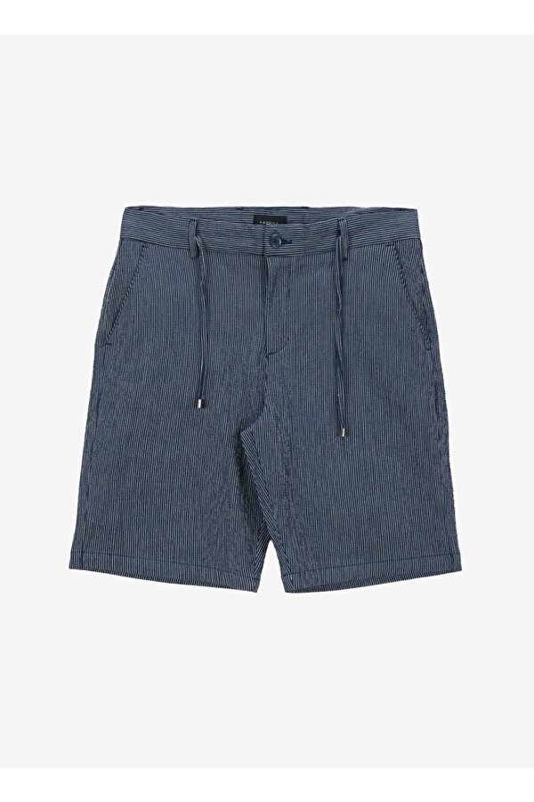 Lacivert Erkek Bağlamalı Bel Basic Fit Bermuda Şort FABRESA