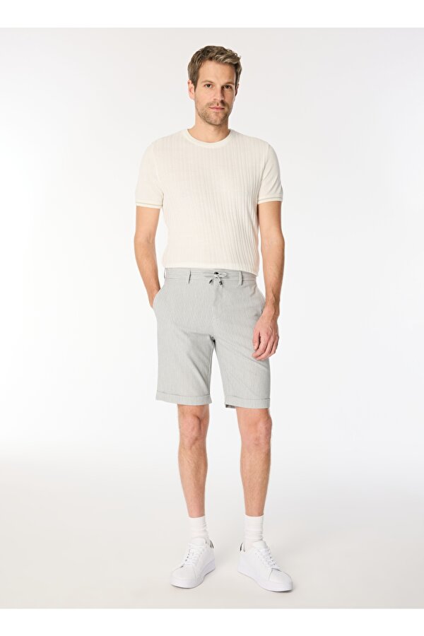 Gri Erkek Basic Çizgili Bermuda Şort F4SM-SHT 0331