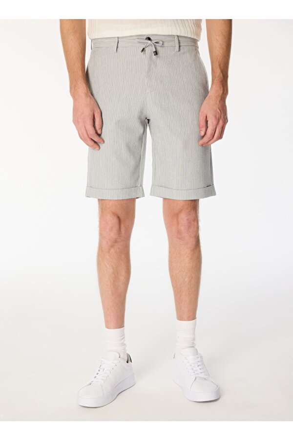 Gri Erkek Basic Çizgili Bermuda Şort F4SM-SHT 0331