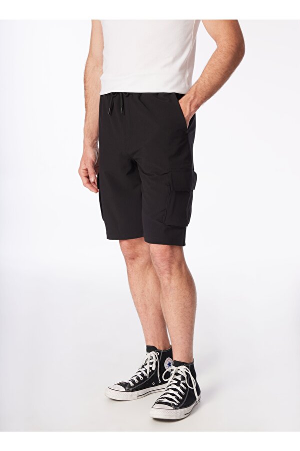 Siyah Erkek Lastikli Basic  Su İtici - Bi Strech Bermuda Şort F4SM-SHT 0265