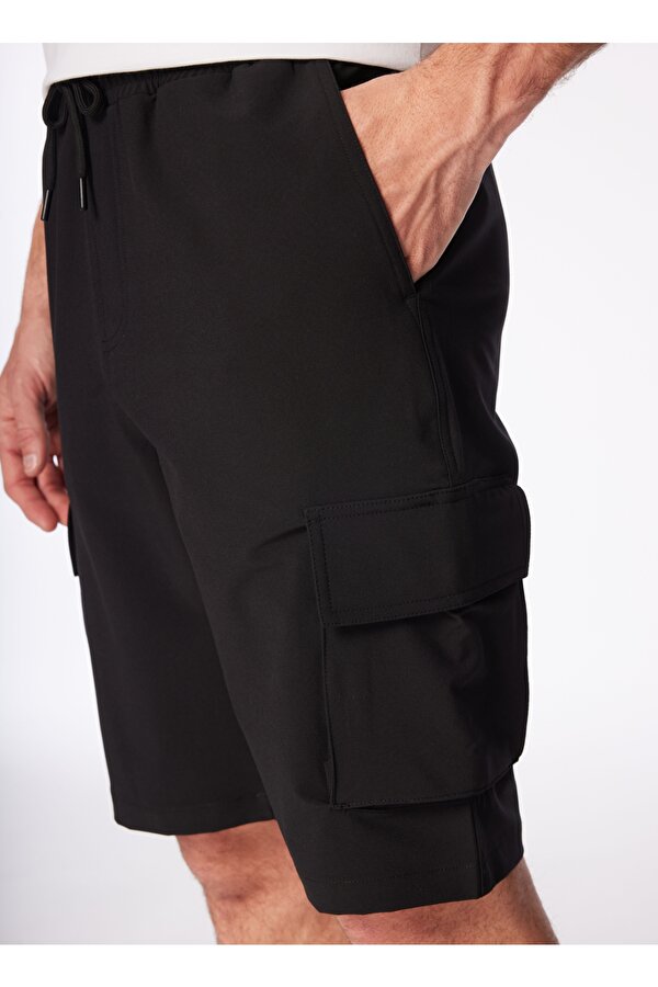 Siyah Erkek Lastikli Basic  Su İtici - Bi Strech Bermuda Şort F4SM-SHT 0265