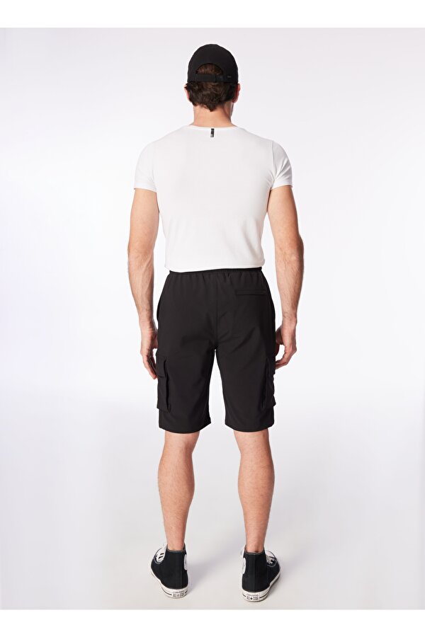 Siyah Erkek Lastikli Basic  Su İtici - Bi Strech Bermuda Şort F4SM-SHT 0265