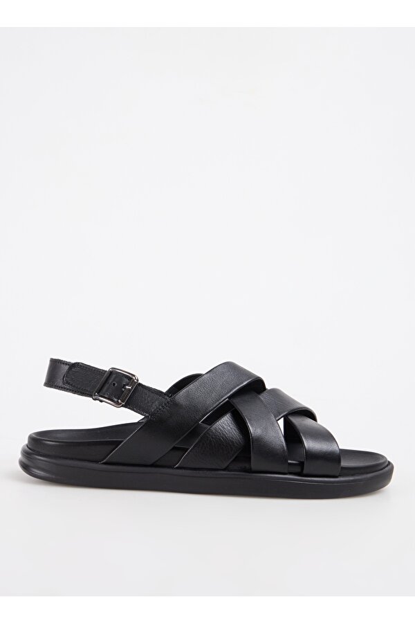 Deri Siyah Erkek Sandalet NOLAN