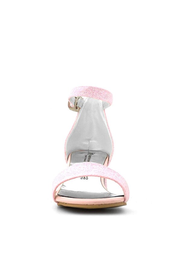 Lilo Simli Pembe Tek Bantlı Kız Çocuk Topuklu Abiye Ayakkabı