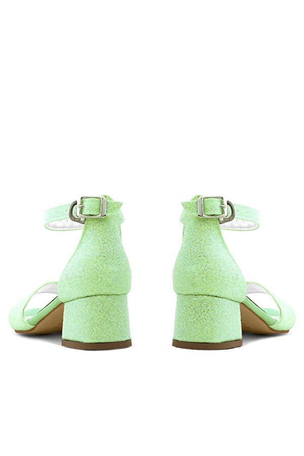 Lilo Simli Yeşil Tek Bantlı Kız Çocuk Topuklu Abiye Ayakkabı