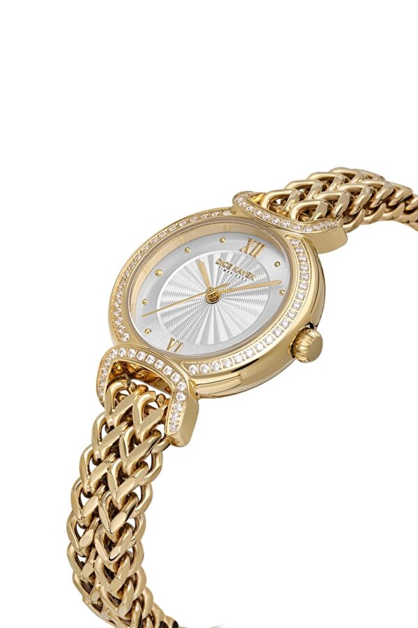 DK.1.AG1411.04 Taşlı Tasarım Çelik Kordon Çelik Kasa 5 ATM Suya Dayanıklı Altın Renk Kadın Kol Saati