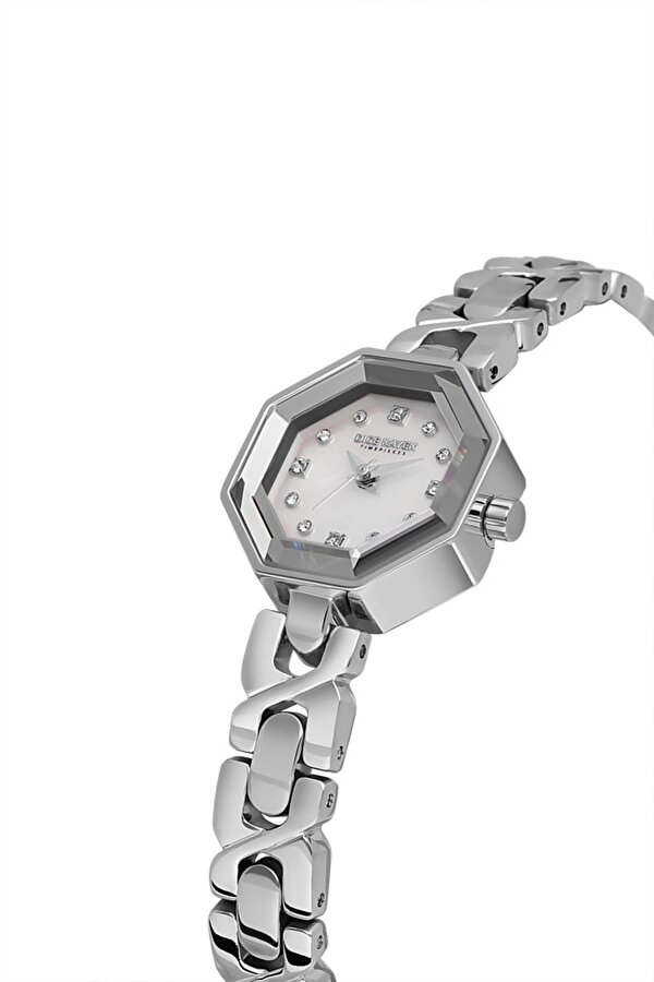 DK.1.AG1420.01 Taşlı Tasarım Çelik Kordon Çelik Kasa 5 ATM Suya Dayanıklı Metalik Renk Kadın Kol Saati