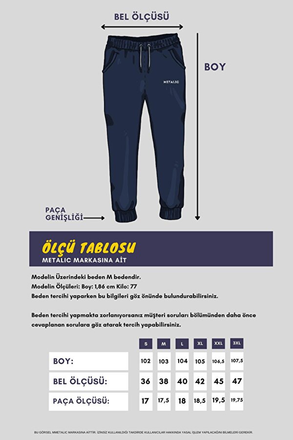 Erkek Siyah Standart Fit Normal Kesim Paça Ribanalı Cepli Rahat Jogger Eşofman Altı