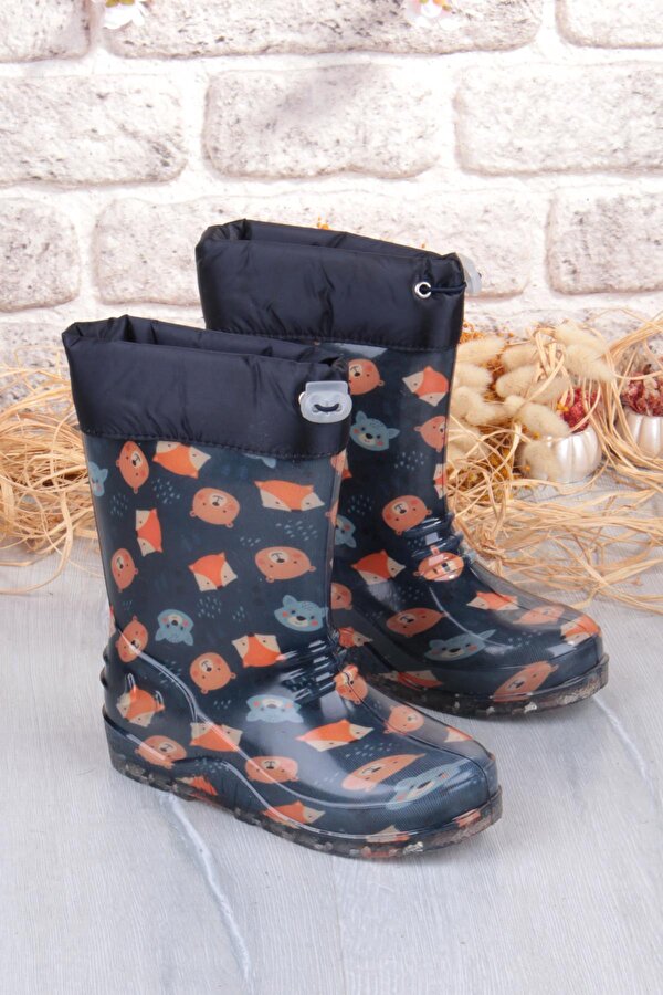 7061 Yogi Figürlü İçi Peluşlu Su Geçirmez Erkek Çocuk Kar Yağmur Çizmesi