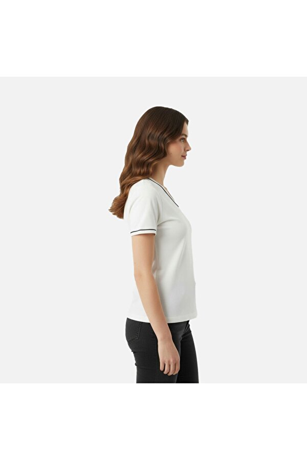Kadın T-Shirt Portello Slim V-Neck Faw1166.10010