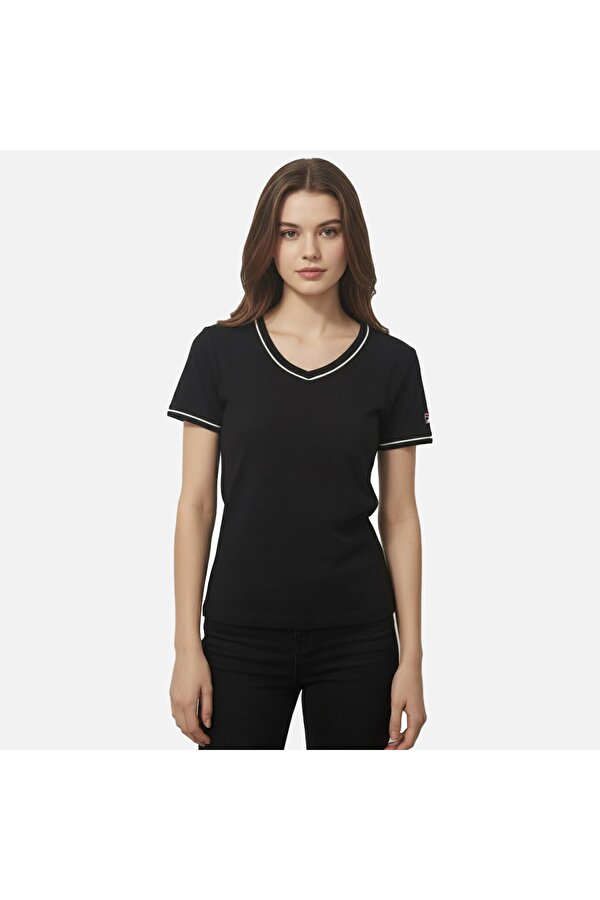 Kadın Günlük T-Shirt Portello Slim V-Neck T-Shirt Faw1166.80010