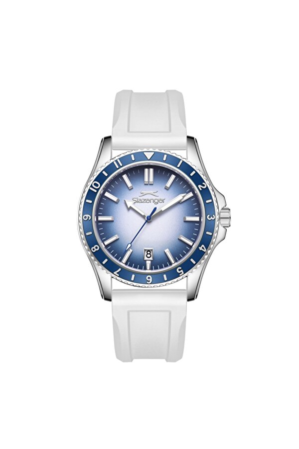 SL.09.2531.1.01 Silikon Kordon Çelik Kasa 10 ATM Suya Dayanıklı Beyaz Renk  Erkek Kol Saati