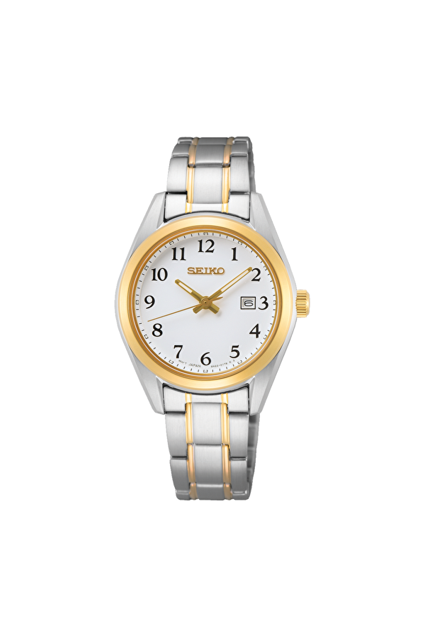 SUR466P1 Safir Camlı Çelik Kordon Çelik Kasa 10 ATM Suya Dayanıklı  Metalik-Altın Renk Kadın Kol Saati