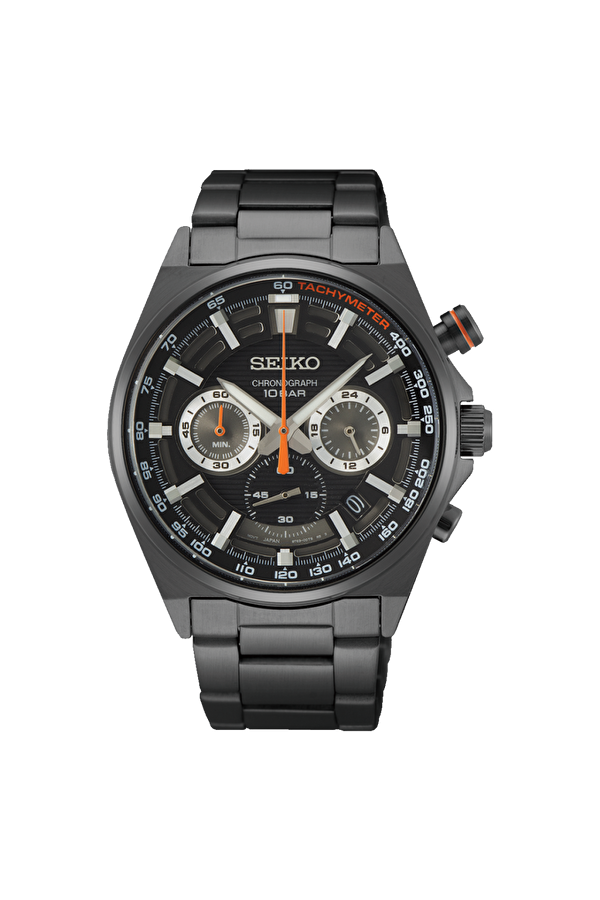 SSB399P1 Kronograf Kristal Camlı Çelik Kordon Çelik Kasa 10 ATM Suya Dayanıklı  Füme Renk Erkek Kol Saati