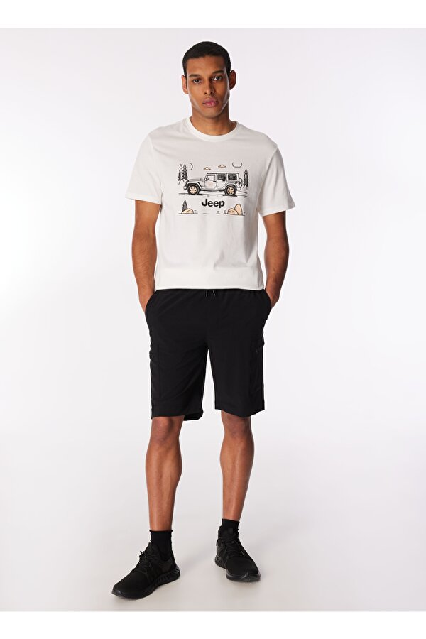 Lastikli Bel Standart Siyah Erkek Kargo Şort J4SM-SHT7207