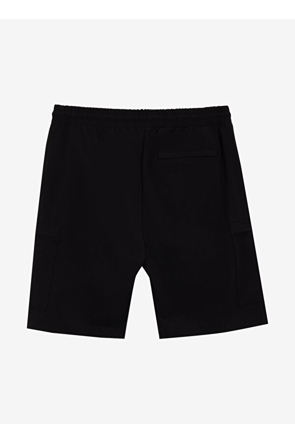Lastikli Bel Standart Siyah Erkek Kargo Şort J4SM-SHT7207