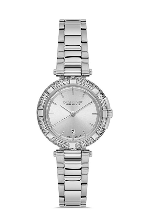 DK.1.AG1398.01 Takvimli Çelik Kasa 5 Atm Suya Dayanıklı Metalik Renk Kadın Kol Saati