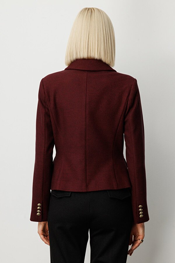 Kadın Kruvaze Yaka Kaşe Ceket 5073 Bordo