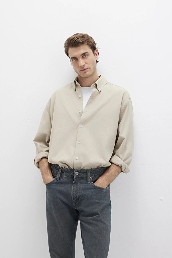 Erkek Çizgili Gömlek M0211756 Gri