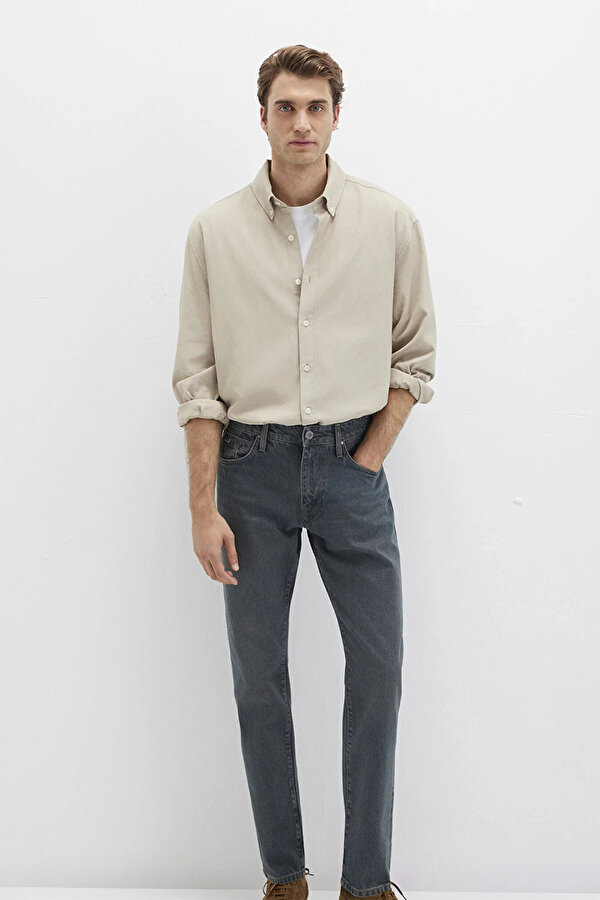 Erkek Çizgili Gömlek M0211756 Gri