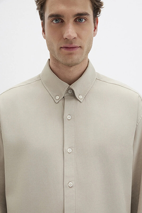 Erkek Çizgili Gömlek M0211756 Gri