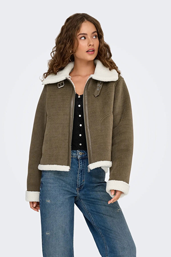 Kadın Onlkıngston Yakası ve İçi Kürklü Çift Cepli Mont 15348995 Kahverengi