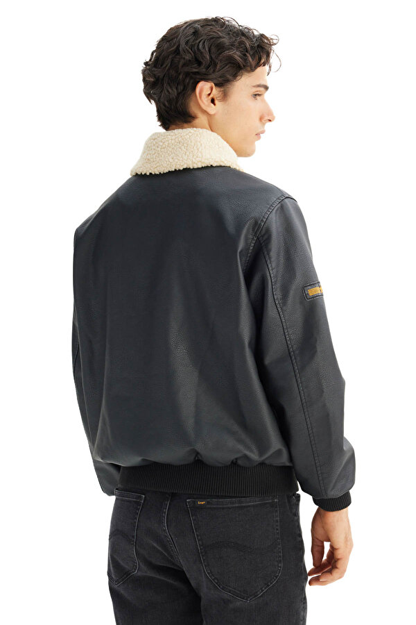 Erkek PU Deri Ceket Siyah Erkek Ceket