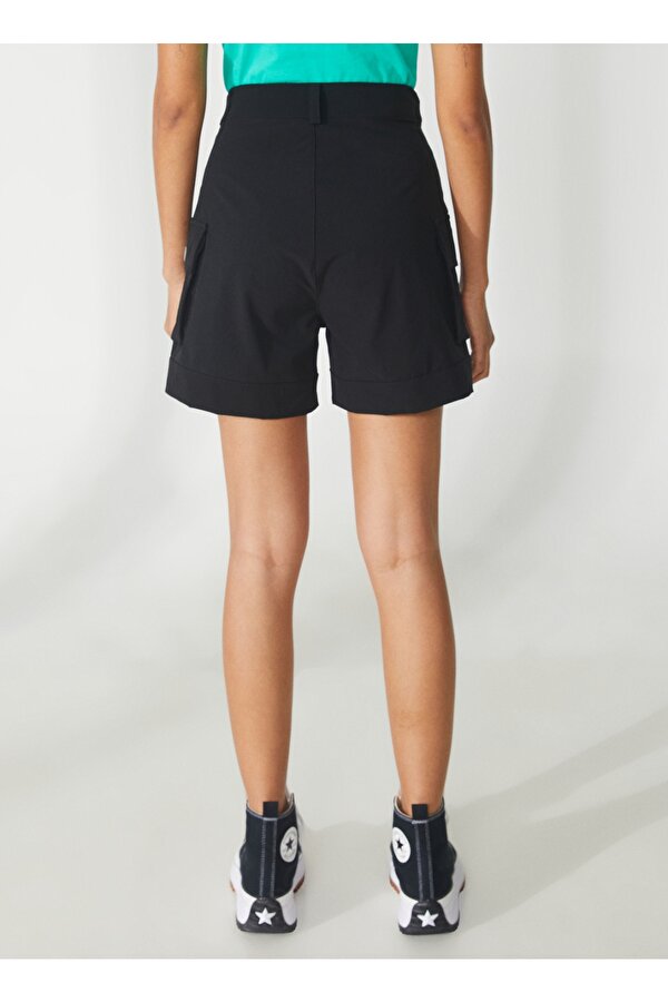 W-SABRINA Kadın Siyah Kargo Şort