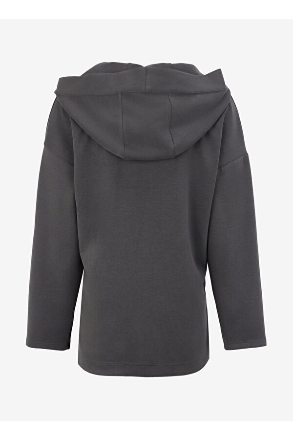 Haki Kadın Kapüşonlu Oversize Baskılı Sweatshirt C4WL-SWT4420