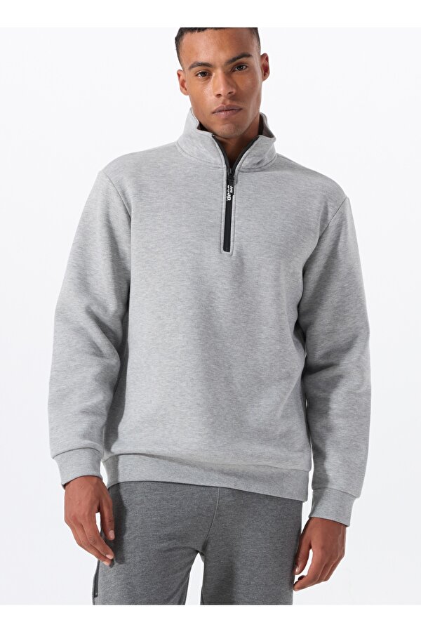 Gri Melanj Erkek Dik Yaka Relaxed Sweatshirt C4WM-SWT4256