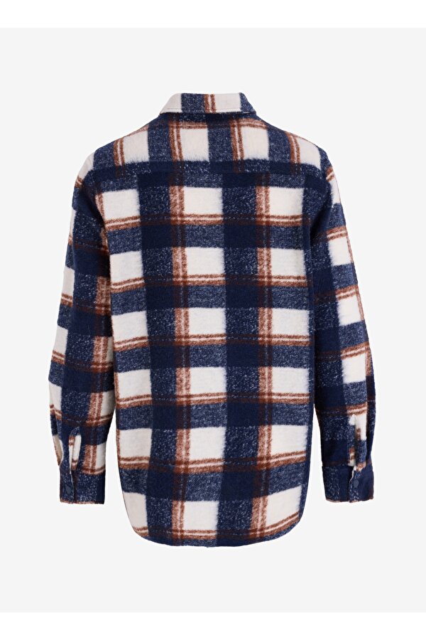 Relaxed Gömlek Yaka Ekose Lacivert - Kahve Erkek Gömlek C4WM-GML4002