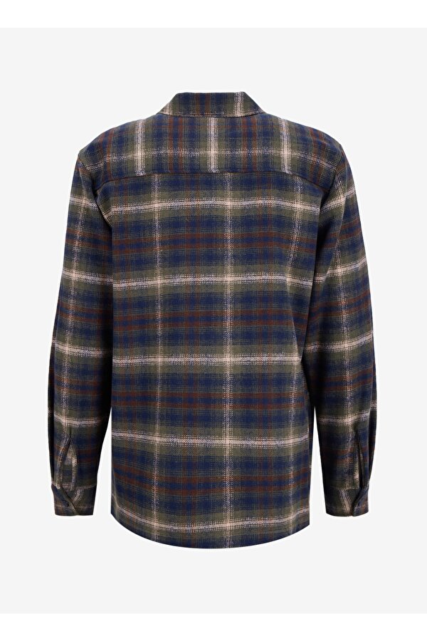 Relaxed Fit Kareli Haki Erkek Gömlek J4WM-GML7209