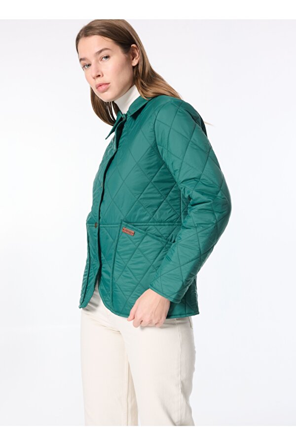 Koyu Yeşil Kadın Relaxed Kapitone Gömlek Ceket J4WL-CKT7080