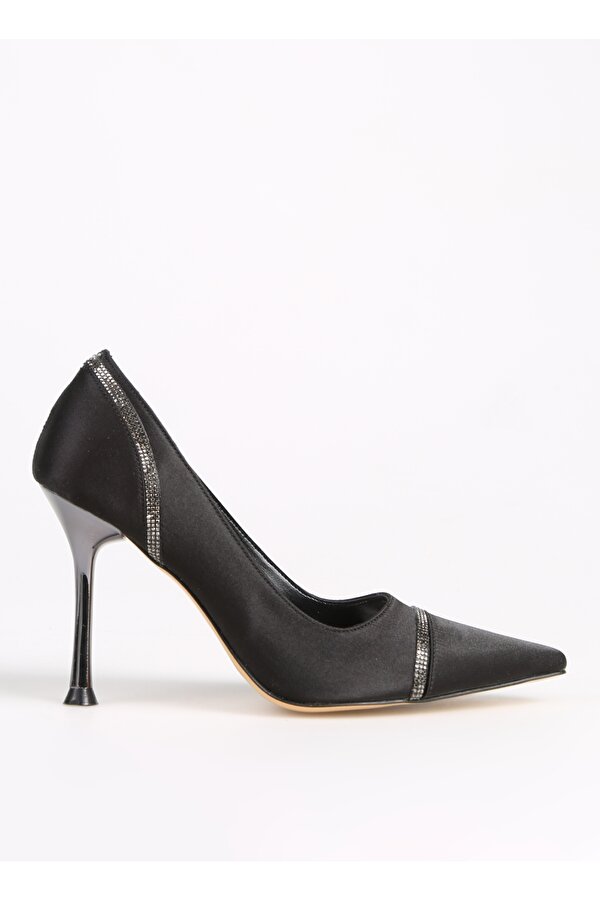 Siyah Kadın Saten Topuklu Ayakkabı PIETRA