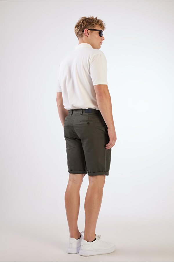 Haki Erkek Regular Fit Düz Casual Short