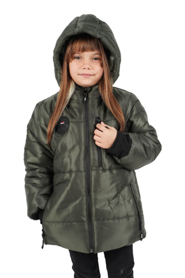 İçi Kürklü Su ve Rüzgar Geçirmez Kapüşonlu Kız Çocuk Mont