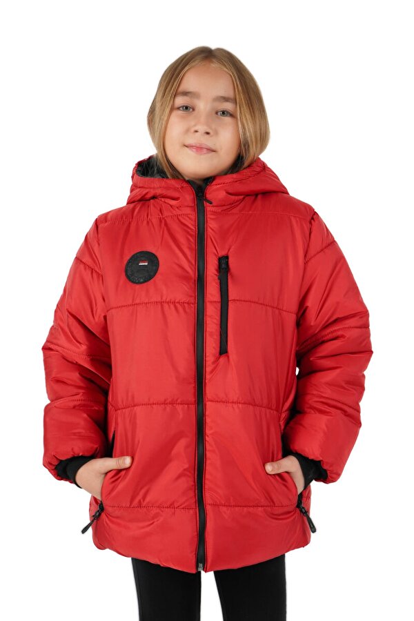 İçi Kürklü Su ve Rüzgar Geçirmez Kapüşonlu Kız Çocuk Mont