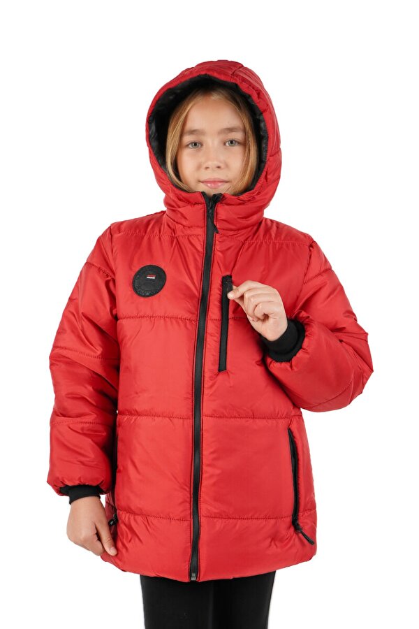 İçi Kürklü Su ve Rüzgar Geçirmez Kapüşonlu Kız Çocuk Mont