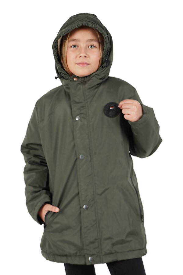 İçi Kürklü Su ve Rüzgar Geçirmez Kapüşonlu Kız Çocuk Mont