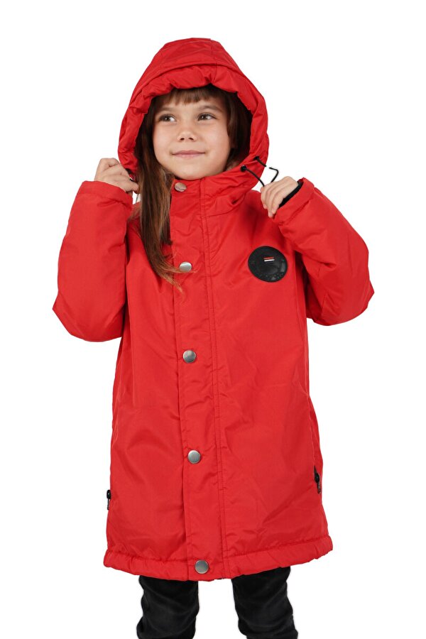 İçi Kürklü Su ve Rüzgar Geçirmez Kapüşonlu Kız Çocuk Mont