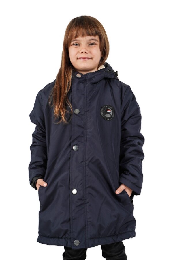 İçi Kürklü Su ve Rüzgar Geçirmez Kapüşonlu Kız Çocuk Mont