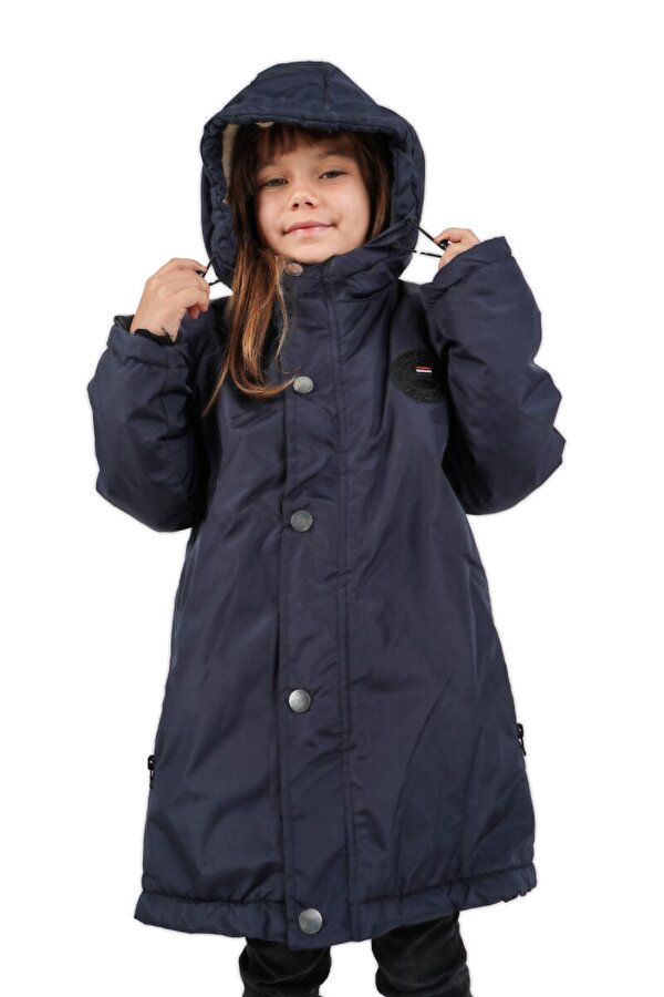 İçi Kürklü Su ve Rüzgar Geçirmez Kapüşonlu Kız Çocuk Mont