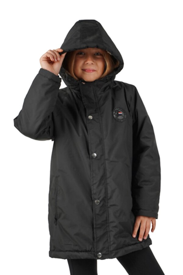İçi Kürklü Su ve Rüzgar Geçirmez Kapüşonlu Kız Çocuk Mont