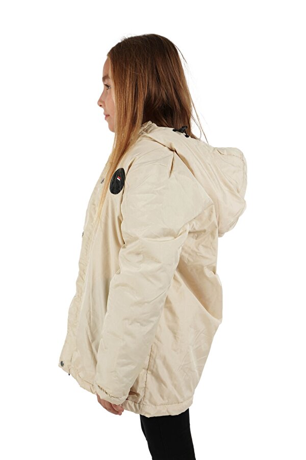 İçi Kürklü Su ve Rüzgar Geçirmez Kapüşonlu Kız Çocuk Mont