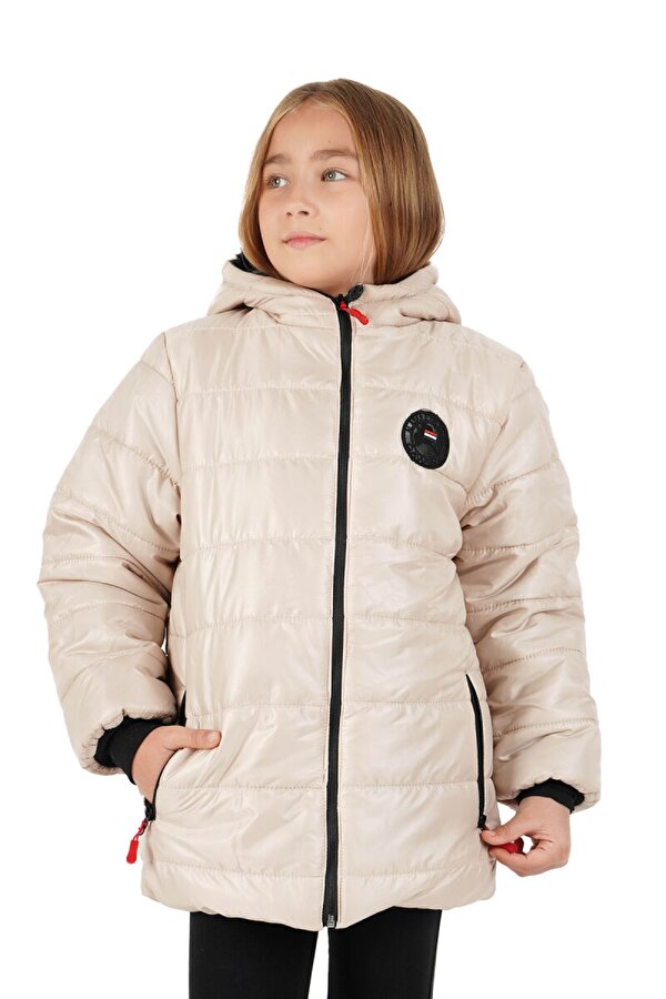 İçi Kürklü Su ve Rüzgar Geçirmez Kapüşonlu Kız Çocuk Mont